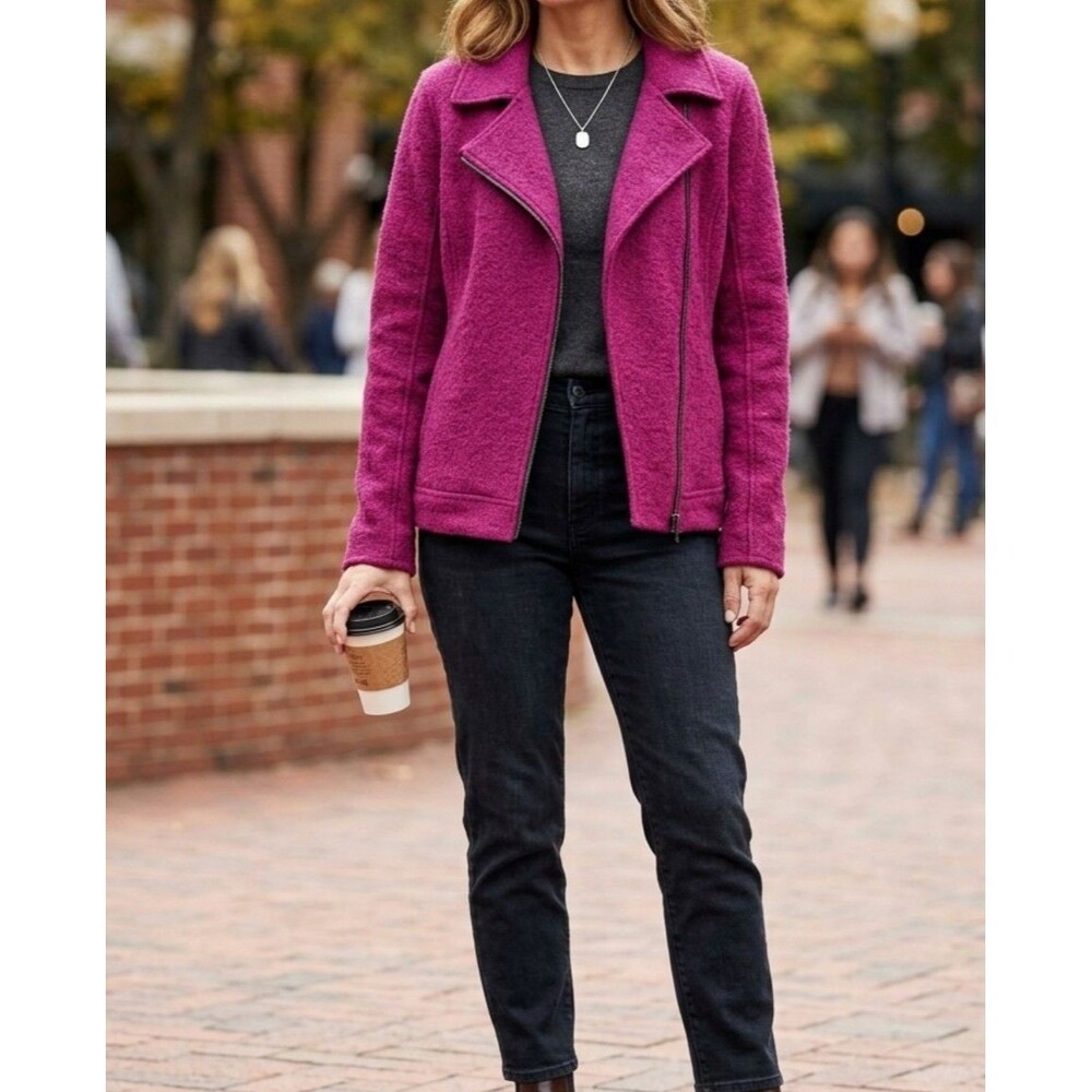 Tahari  hot Pink  zip-front jacket